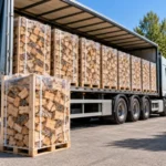 Volle vracht ovengedroogd haardhout – 7 pallets, ±14 m³, 25–33 cm